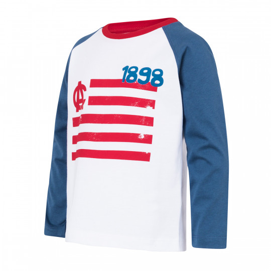 CAMISETA BEBÉ MANGA LARGA BANDA BICOLOR BLANCA